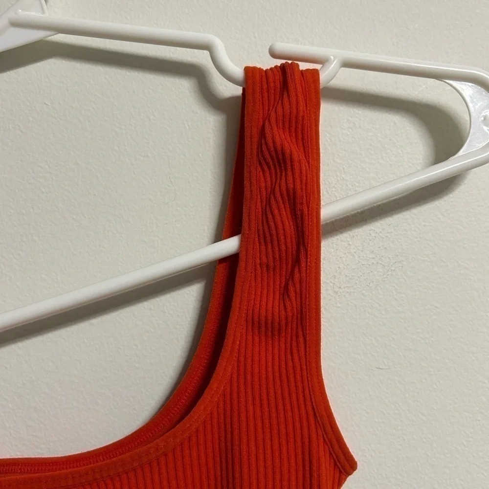 Dynamite Orange Ribbed One Shoulder Tank  Top‎ - Picture 2 of 3